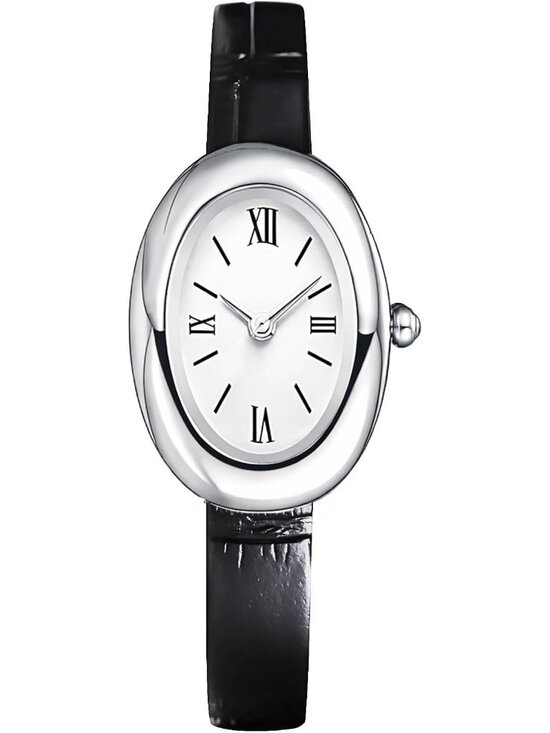 Accessories - Women's Silver Black Analog Quartz Elegant Dial Bangle Vintage Bracelet Watch